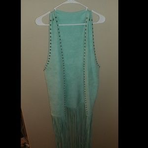Studded Fringe Vest Duster